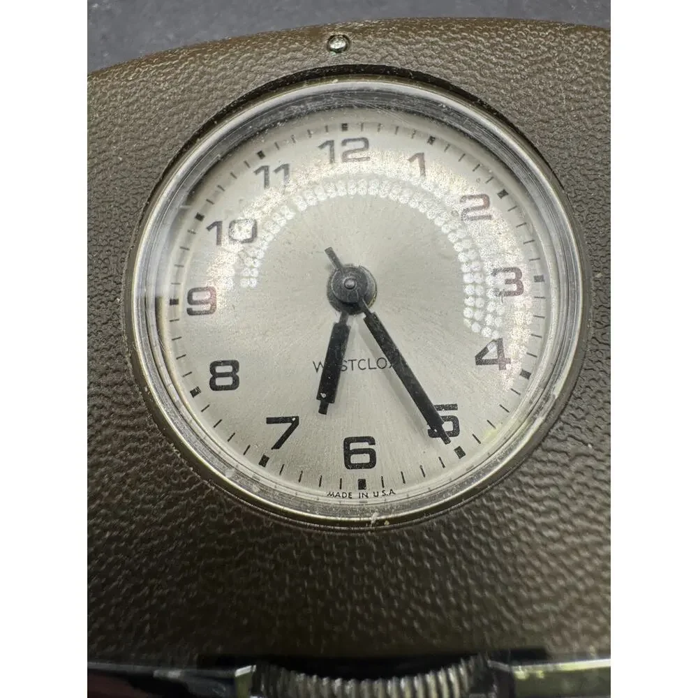 Vintage Westclox Folding Travel Alarm Clock w/ Metal Case Made in USA Mechanical